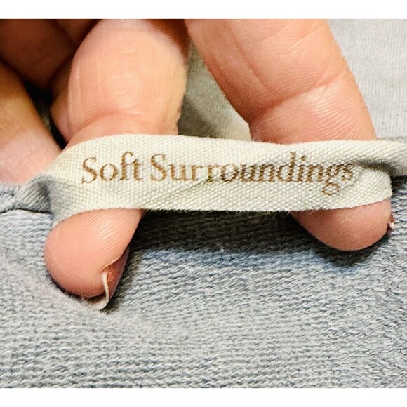 Soft Surroundings Women Size M Blue Mist Eyelet Tasseled Tunic Top Boho - Picture 10 of 12